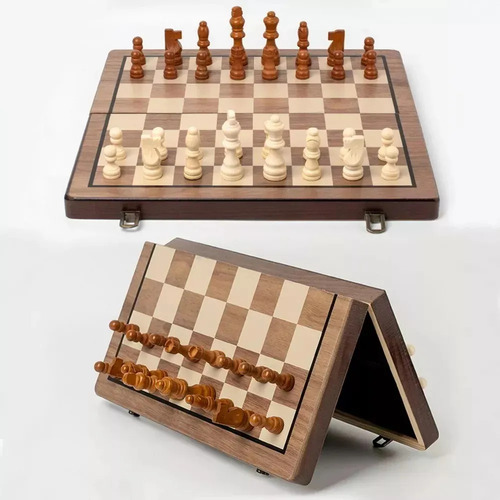 Juego De Ajedrez Y Damas Magnético 39x39cm Tablero Plegable , Interesantes Juegos De Estrategia Que Mejoran El Pensamiento Lógico Y Las Habilidades De Pensamiento Independiente