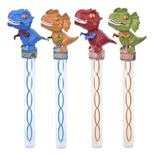 4 Varas Grandes De Burbujas Con Figura De Dinosaurios Transparente