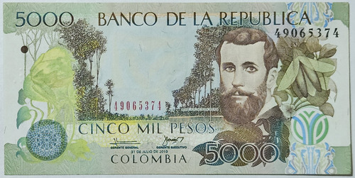 Billete 5000 Pesos 31/jul/2010 Colombia Unc