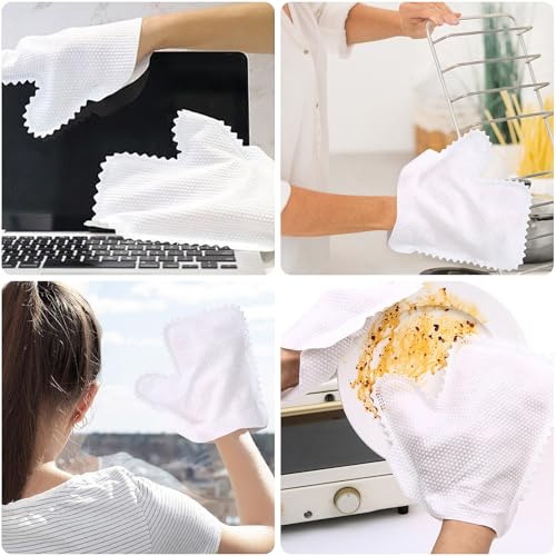 Guantes De Microfibra Blancos Para Limpieza Reutilizables 80