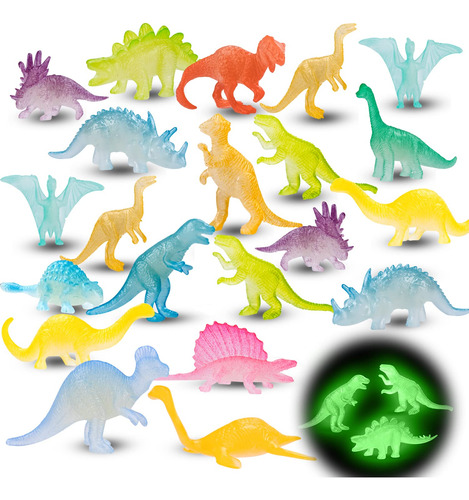 48pcs Brilla En Mini Figuras De Dinosaurio Oscuro Favores De
