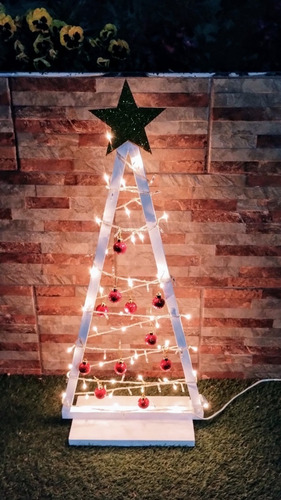 Arbol Navidad Madera Pintado Nordico Navideño + Regalo