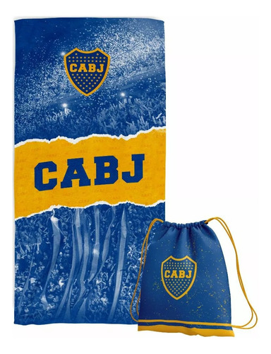 Toallón Estampado Boca Juniors C/mochila 70x150cm