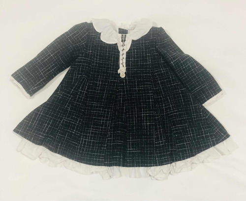 Elegante Vestido Negro Manga Larga Para Niña Foque