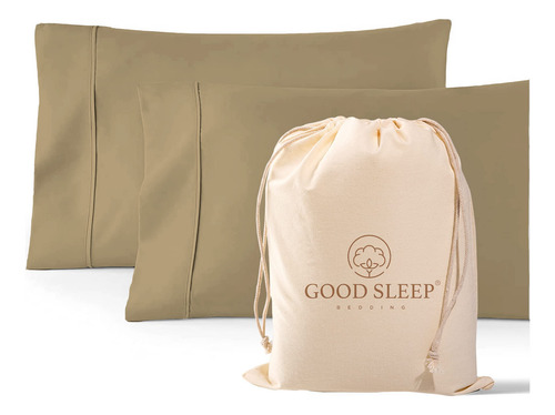 Set De 2 Fundas De Almohada King Taupe 1000 Tc En Algodón