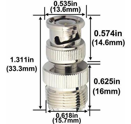 Adaptador Coaxial Boobrie Bnc Uhf Rf So239 Uhf Hembra, 2 Pie