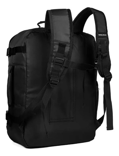Mochila De Viaje Travel Tech Poliester Color Negro Diseño De La Tela Lisa