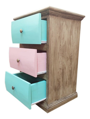 Imagen 2 de 3 de Cómoda Búro Cajonera Mueble Pino Madera Maciza Con Rieles