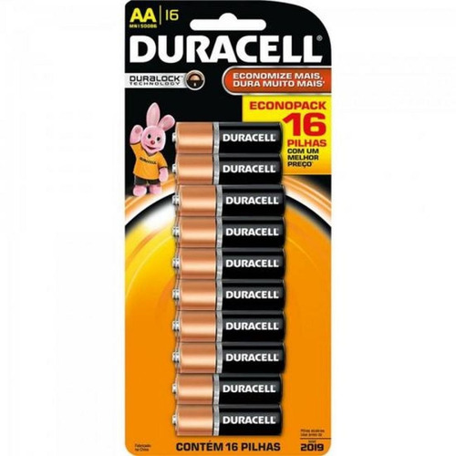 Pilha Duracell Alcalina Aa Kit Com 16un. Pilha Normal.