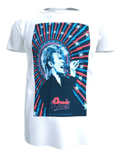 Polera David Bowie Unisex, Poliester Tacto Algodon