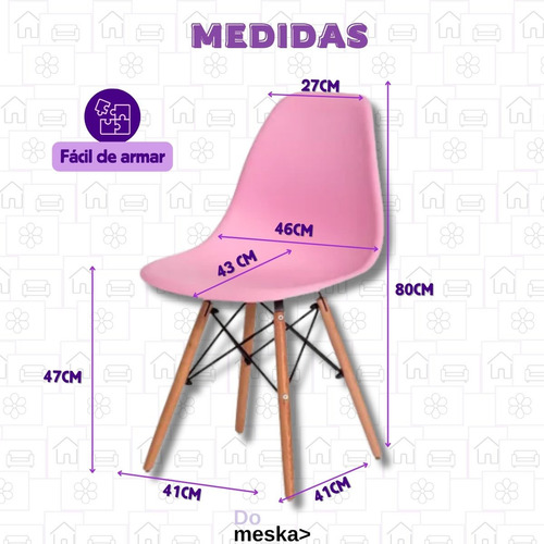 Set 6 Sillas Eames Minimalista Para Jardin Salas Comedor