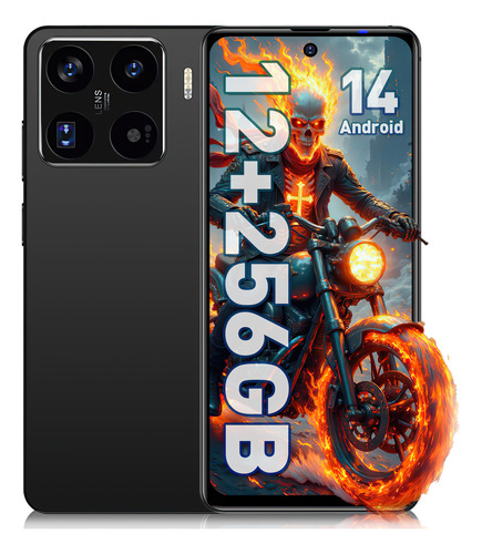 Teléfono Celular Negro Y10 Dual Sim 256 Gb + 12 Gb Ram 6.8 Pulgadas Android 14 Full Hd 4g Carga Rápida 6500 Mah With Facial And Huella Con Gps Bluetoo