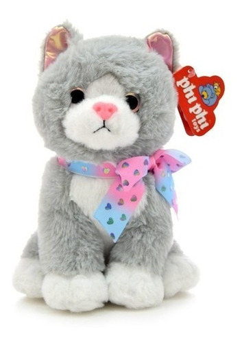 Peluche Gato Sentado Gris 20cm Original Tv Nvo 8088 Bigshop