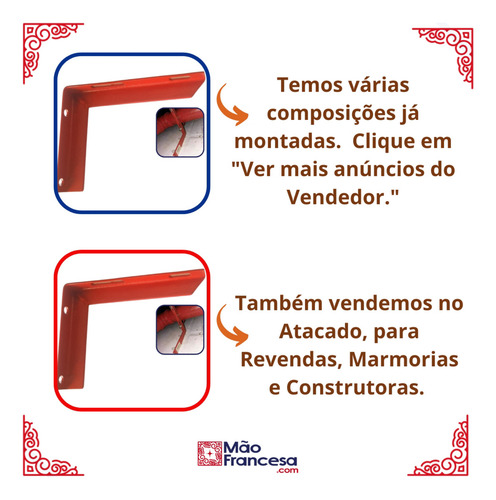 Suporte Mão Francesa 18x15 - Kit com 12 peças - Para Tubo Incêndio de 2 A 4 Polegadas - Cantoneira Tipo L para Tubulação de Hidrante