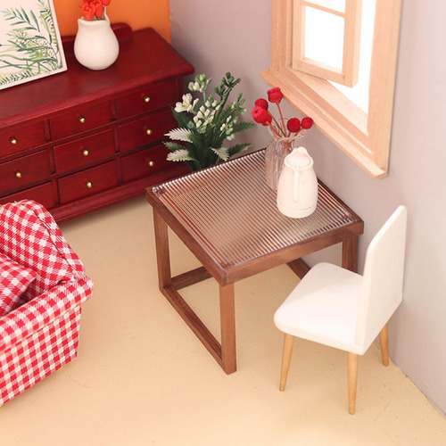 Casa De Muñecas Mesa En Miniatura Mesa Auxiliar Teatable L