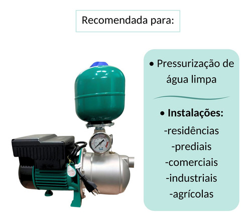 Bomba Pressurizadora 1 Cv 45 Mca 7,9 M3/h Até 8 Chuveiros