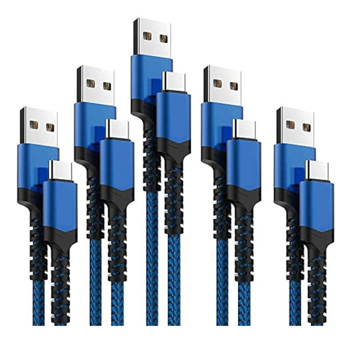 Paquete De 5 Cables Usb Tipo C (3/3/6/6/10 Pies) Cable Usb C