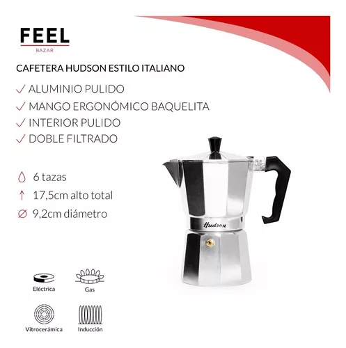 Cafetera Italiana Moka Hudson 6 Tazas