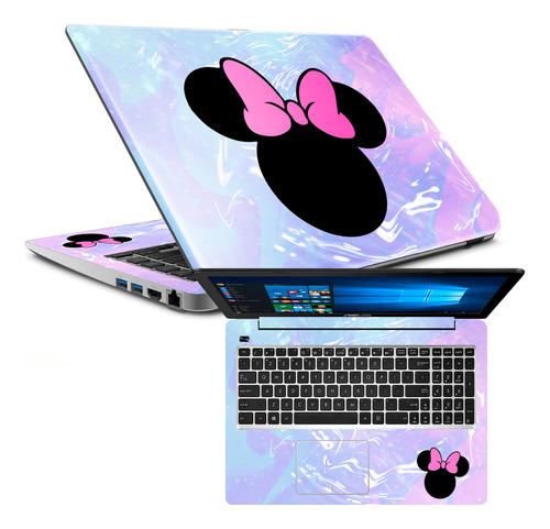 Skin Laptop Minnie Interno + Externo + Instalación Decora