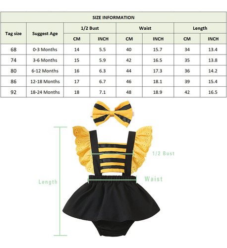 Disfraz De Abeja Para Bebé, Talla De 0 A 24 Meses, Disfraz