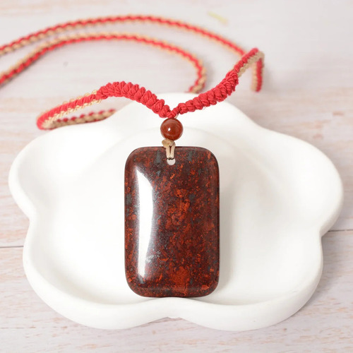 Collar Con Colgante De Piedra De Sangre De Pollo Natural, Nu