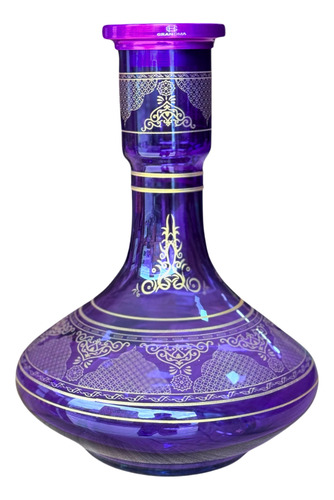 Vaso Narguile Grande 30cm Aladin Reforçado Roxo E Dourado