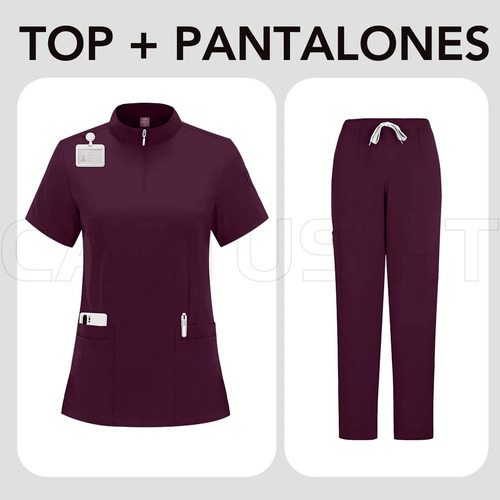 Pijama Quirurgica Antifluido Uniformes Quirurgicos Filipina Rojo Vino S