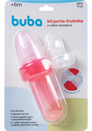Chupeta Alimentadora Porta Frutinha Com 2 Bicos Rosa Buba