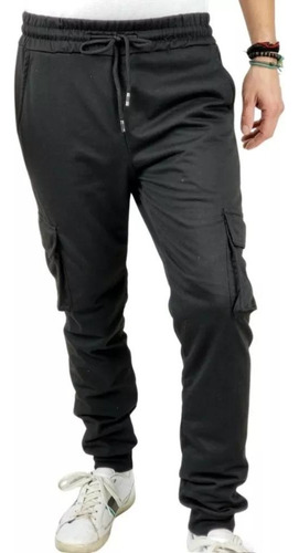 Pantalón Buzo Hombre. Jogger Cargo. Sin Forro Polar. Fit