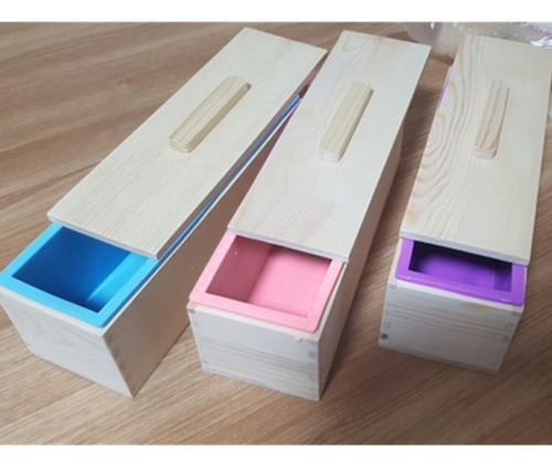 Molde De Silicona Para Jabón De 2 Piezas Con Tapa De Madera