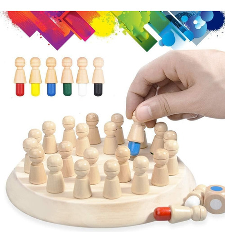 Juego De Mesa Ajedrez De Memoria Montessori  Juguete Madera 