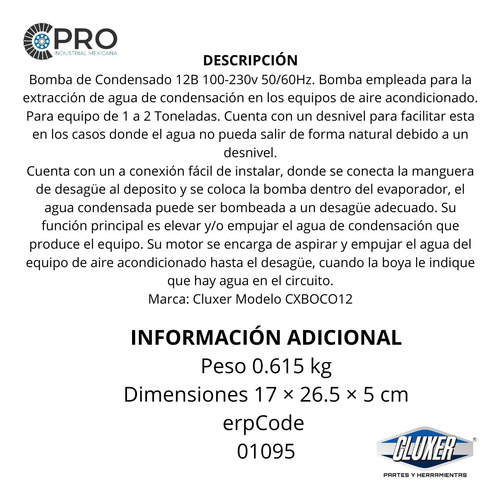 4 Bombas De Condensado 12b 100-230v 50/60hz Cxboco12