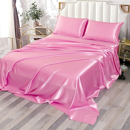Sedosas Sabanas Individuales Rosa Pastel Resistente A Arruga