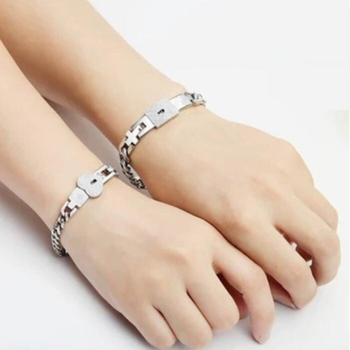 Pulsera Con Candado Concéntrico Dorado For Pareja De 2 Piez