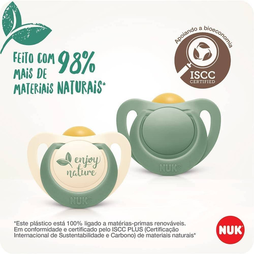 Chupeta Nuk For Nature Bico Latex 6m+ Kit Com 2 Peças