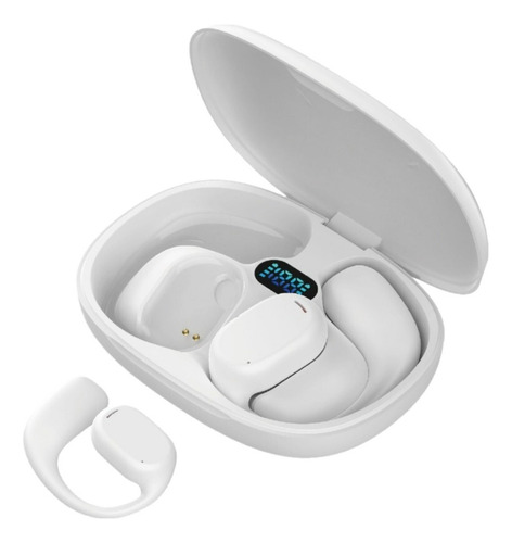 Fone De Ouvido Bluetooth Clip-ear Gold Esportivo Microfone Cor Branco Luz Azul