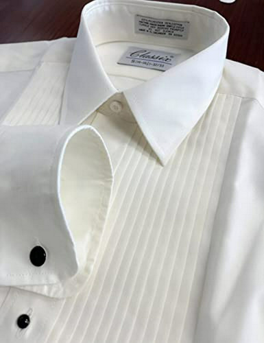 Camisa De Esmoquin Formal Con Cuello Extendido Y Pliegues De