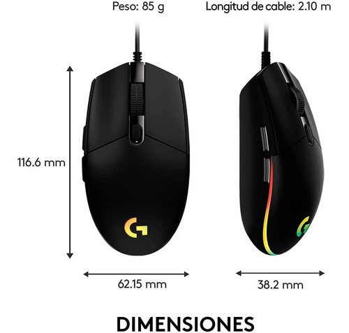 Imagen 5 de 6 de Mouse Gamer Logitech G203 Rgb Lighsync 6 Botones 8000 Dpi