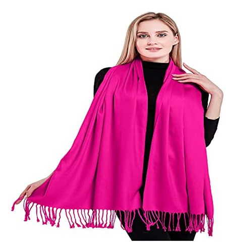 Cabezal De Estola Cj Hot Pink Color Sólido Chal Bufanda