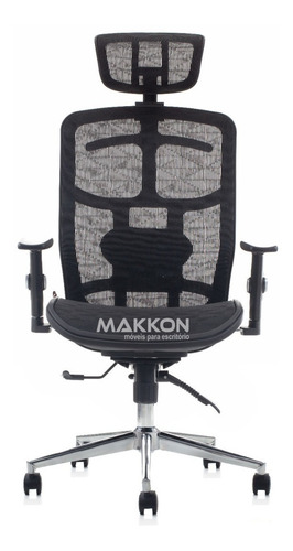 Cadeira Escritório Preta Mk-4007 T- Makkon Cor Preto Material Do Estofamento Malha