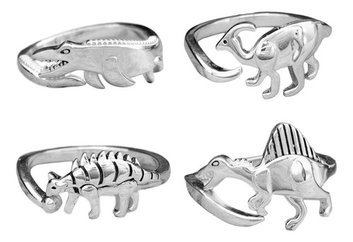 4 Piezas Punk Anillos De Aleación Tema De Dinosaurio