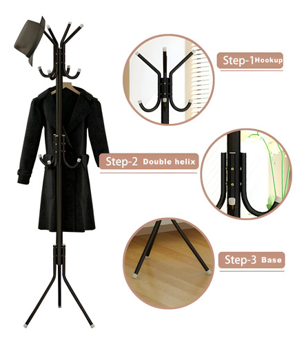 Perchero Colgador Ropa Sombrero Metalico 3 Niveles 12 Hooks