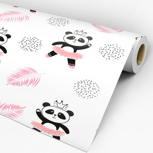 Papel Parede Adesivo Lavável Panda Bailarina Infantil 129