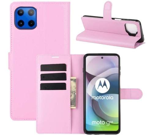 Capa Capinha Carteira Para Motorola Moto G 5g Case Couro Top Cor Rosa