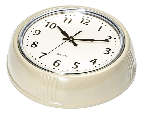 Reloj De Pared Retro De 9.5 Pulgadas, Color Crema De Co...