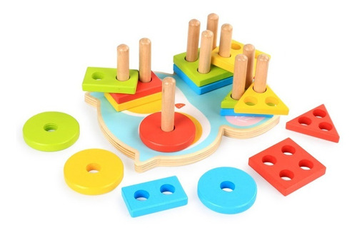 Juego De Madera Encastre Agujeritos - 16 Piezas - Didácticos