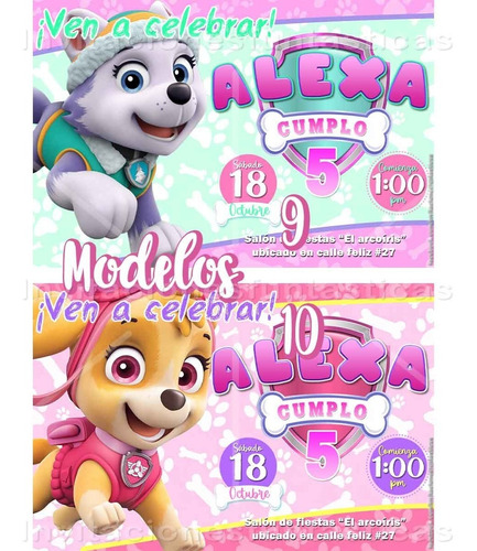 Invitación Marshall Paw Patrol Patrulla De Cachorros Fiesta