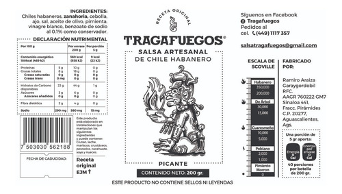 Salsa Artesanal Tragafuegos Varios Sabores 20 Pza