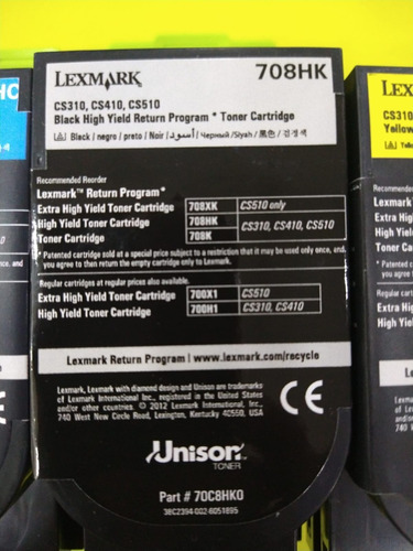 Cartucho De Toner Vacio Lexmark 708h Negro Y Colores 