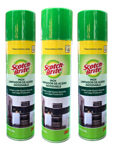 9x Limpiador Abrillanta Y Protege Acero Inoxidable 3m Scotch